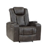 Mia 40 Inch Power Recliner Chair Gray Faux Leather LED USB Cupholders By Casagear Home BM315193