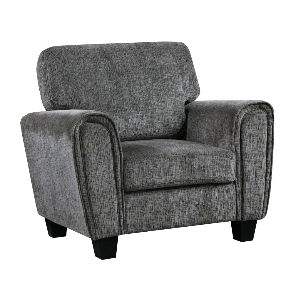 Lucy 37 Inch Accent Chair Gray Chenille Soft Cushions Track Arms Wood By Casagear Home BM315196