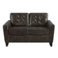 Evan 60 Inch Loveseat Brown Faux Leather Button Tufting Solid Wood By Casagear Home BM315199