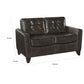 Evan 60 Inch Loveseat Brown Faux Leather Button Tufting Solid Wood By Casagear Home BM315199