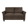 Nora 58 Inch Loveseat, Brown Polyester, Cushions, Rolled Arms, Solid Wood By Casagear Home