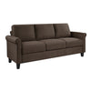 Nora 79 Inch Sofa, Brown Polyester, Soft Cushions, Rolled Arms, Solid Wood By Casagear Home