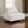 Zoe 40 Inch Ottoman Chair, Modular, Beige Boucle, Button Tufted, Solid Wood By Casagear Home