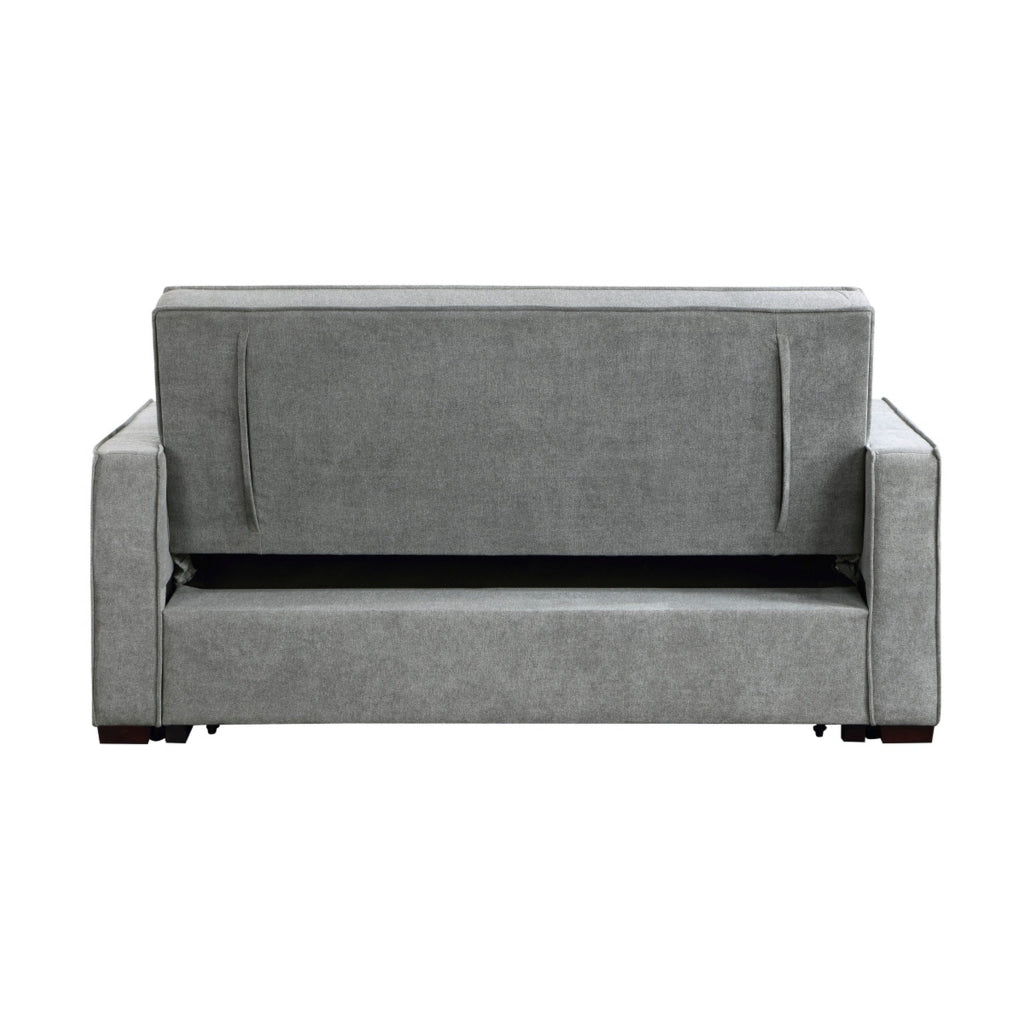 Malti 77 Inch Sofa with Pull Out Bed Gray Polyester 2 Pillows Solid Wood By Casagear Home BM315204