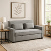 Malti 77 Inch Sofa with Pull Out Bed, Gray Polyester, 2 Pillows, Solid Wood By Casagear Home