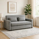 Malti 77 Inch Sofa with Pull Out Bed, Gray Polyester, 2 Pillows, Solid Wood By Casagear Home