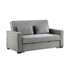 Malti 77 Inch Sofa with Pull Out Bed Gray Polyester 2 Pillows Solid Wood By Casagear Home BM315204