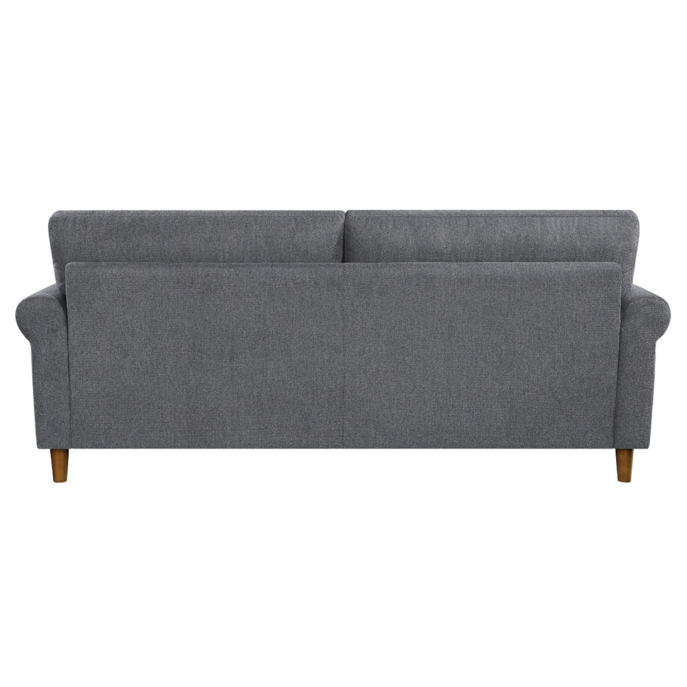 Ruby 80 Inch Sofa, Gray Polyester, Soft Cushions, Nailhead Trim, Solid Wood By Casagear Home
