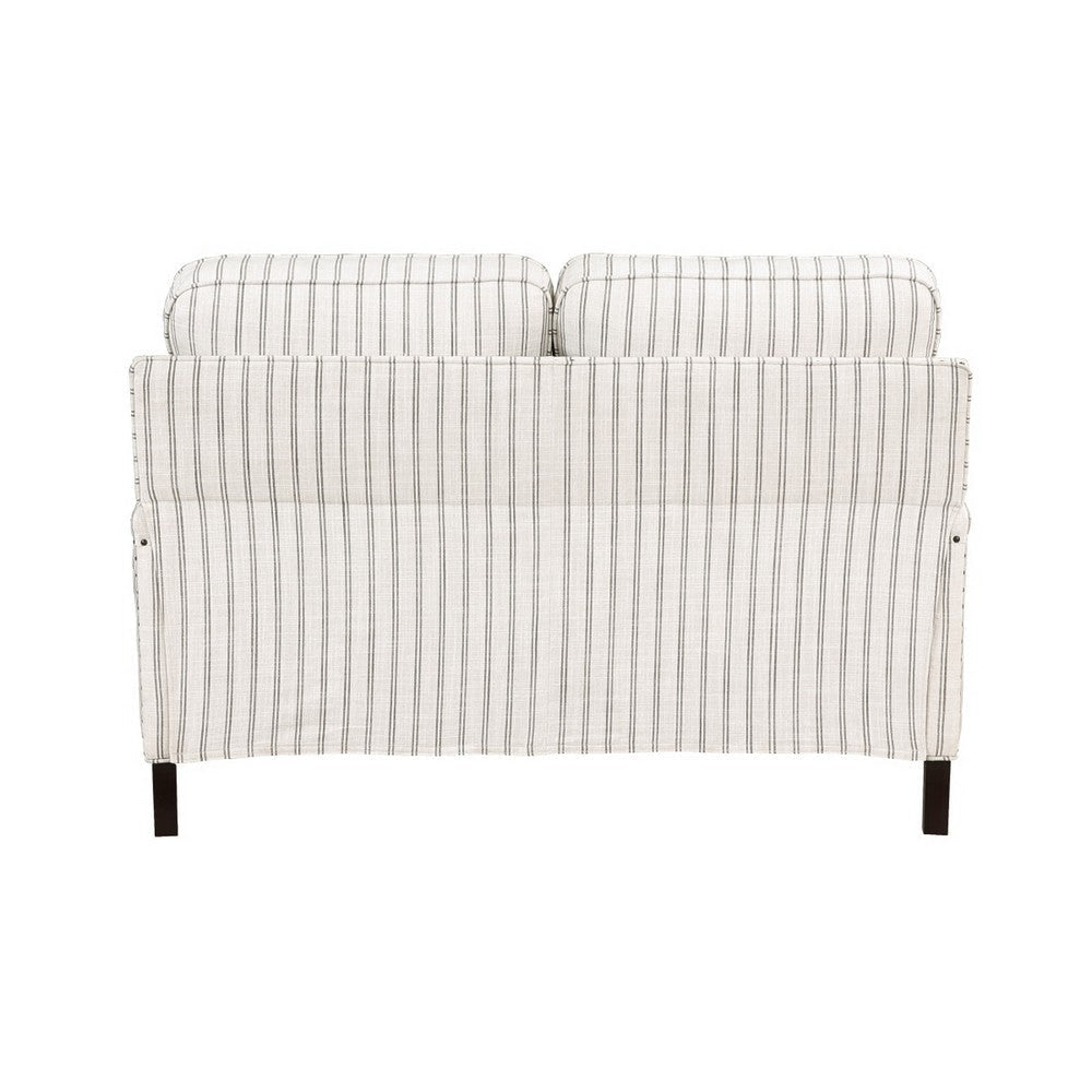 Claire 54 Inch Loveseat Beige Gray Polyester Pinstripes Design Solid Wood By Casagear Home BM315210