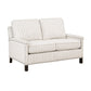 Claire 54 Inch Loveseat Beige Gray Polyester Pinstripes Design Solid Wood By Casagear Home BM315210