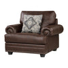 Jade 41 Inch Accent Chair Rich Brown Microfiber 1 Decor Pillow Wood By Casagear Home BM315212