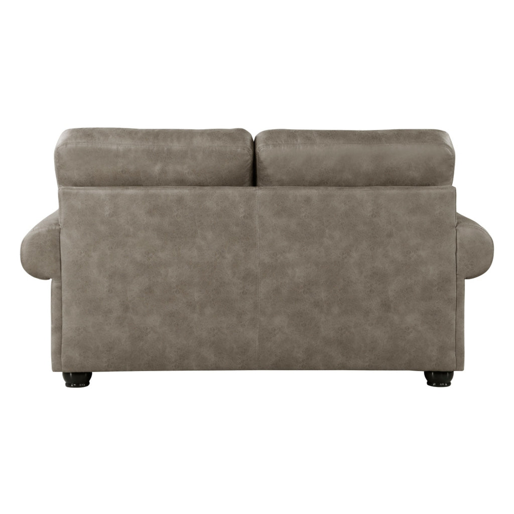 Jade 72 Inch Loveseat Taupe Brown Microfiber 4 Pillows Cushioned Wood By Casagear Home BM315215