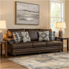 Jade 98 Inch Sofa, Rich Brown Microfiber, 4 Pillows, Soft Cushions, Wood By Casagear Home