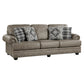 Jade 98 Inch Sofa Taupe Brown Microfiber 4 Pillows Soft Cushions Wood By Casagear Home BM315217