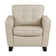 Erin 39 Inch Accent Chair Beige Leather Tufted Soft Cushions Solid Wood By Casagear Home BM315218