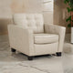 Erin 39 Inch Accent Chair, Beige Leather, Tufted, Soft Cushions, Solid Wood By Casagear Home