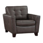 Erin 39 Inch Accent Chair Brown Leather Tufted Soft Cushions Solid Wood By Casagear Home BM315219