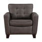 Erin 39 Inch Accent Chair Brown Leather Tufted Soft Cushions Solid Wood By Casagear Home BM315219