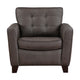 Erin 39 Inch Accent Chair Brown Leather Tufted Soft Cushions Solid Wood By Casagear Home BM315219