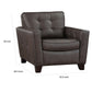 Erin 39 Inch Accent Chair Brown Leather Tufted Soft Cushions Solid Wood By Casagear Home BM315219