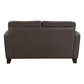 Erin 62 Inch Loveseat Brown Leather Stitch Tufting Cushions Solid Wood By Casagear Home BM315221