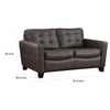 Erin 62 Inch Loveseat Brown Leather Stitch Tufting Cushions Solid Wood By Casagear Home BM315221