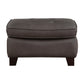 Erin 30 Inch Ottoman Brown Leather Stitch Tufting Cushion Solid Wood By Casagear Home BM315225