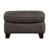 Erin 30 Inch Ottoman Brown Leather Stitch Tufting Cushion Solid Wood By Casagear Home BM315225