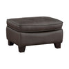 Erin 30 Inch Ottoman Brown Leather Stitch Tufting Cushion Solid Wood By Casagear Home BM315225