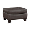 Erin 30 Inch Ottoman, Brown Leather, Stitch Tufting, Cushion, Solid Wood By Casagear Home