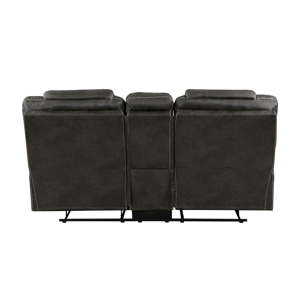 Lily 75 Inch Double Manual Recliner Loveseat Cupholders Brown Microfiber By Casagear Home BM315230