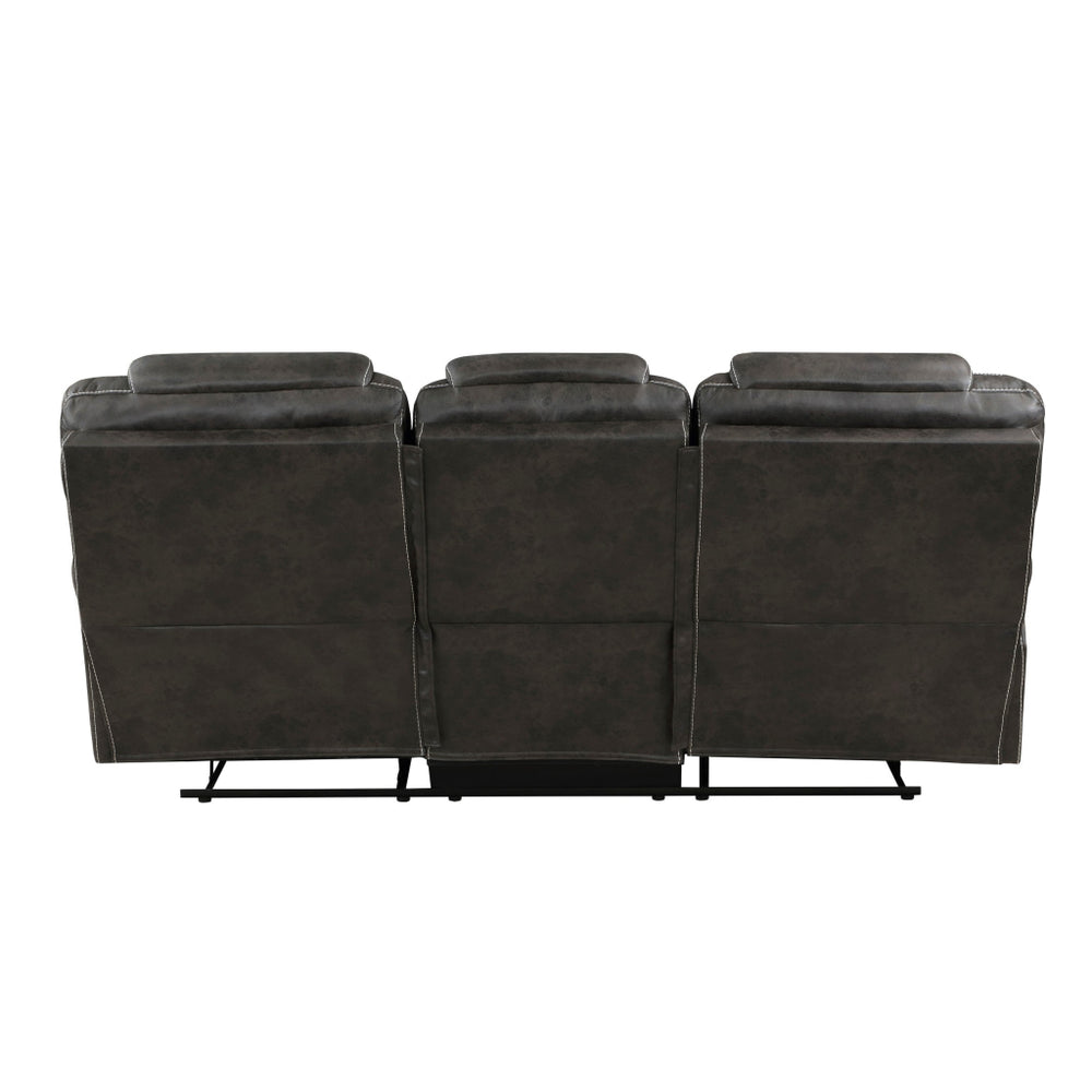 Lily 87 Inch Double Manual Recliner Sofa Brown Microfiber Solid Wood By Casagear Home BM315231