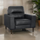 Willow 37 Inch Accent Chair, Black Top Grain and Faux Leather, Solid Wood By Casagear Home