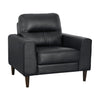 Willow 37 Inch Accent Chair Black Top Grain and Faux Leather Solid Wood By Casagear Home BM315232