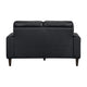 Willow 56 Inch Loveseat Black Top Grain and Faux Leather Solid Wood By Casagear Home BM315234