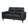 Willow 56 Inch Loveseat Black Top Grain and Faux Leather Solid Wood By Casagear Home BM315234