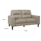 Willow 56 Inch Loveseat Beige Top Grain and Faux Leather Solid Wood By Casagear Home BM315235