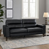 Willow 76 Inch Sofa, Plush Black Top Grain and Faux Leather, Solid Wood By Casagear Home