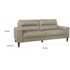 Willow 76 Inch Sofa Plush Beige Top Grain and Faux Leather Solid Wood By Casagear Home BM315237