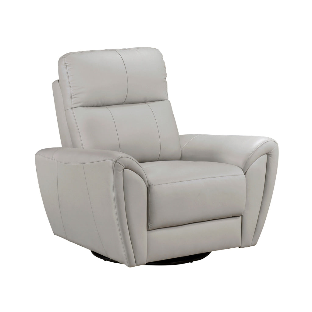 Jessica 39 Inch Swivel Glider Chair Gray Top Grain Leather Solid Wood By Casagear Home BM315238