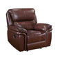 Jack 43 Inch Manual Recliner Chair Plush Brown Top Grain and Faux Leather By Casagear Home BM315242