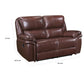 Jack 66 Inch Manual Recliner Loveseat Plush Brown Top Grain Leather Wood By Casagear Home BM315243