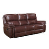 Jack 87 Inch Manual Recliner Sofa Brown Top Grain and Faux Leather Wood By Casagear Home BM315244