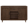 Riza 59 Inch Dining Sideboard Server 2 Door Cabinet 2 Open Shelves Brown By Casagear Home BM315247