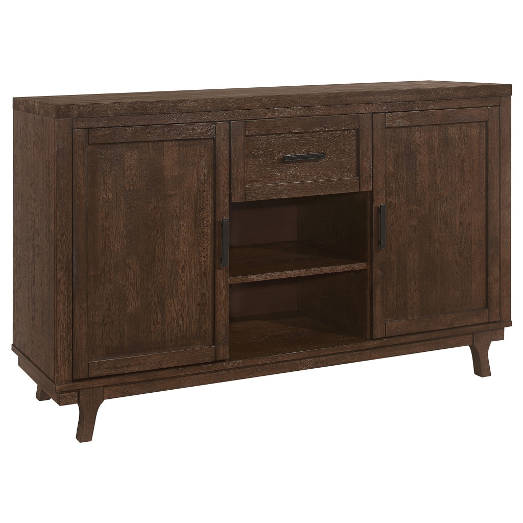 Riza 59 Inch Dining Sideboard Server 2 Door Cabinet 2 Open Shelves Brown By Casagear Home BM315247