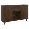 Riza 59 Inch Dining Sideboard Server 2 Door Cabinet 2 Open Shelves Brown By Casagear Home BM315247