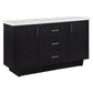 Shoy 58 Inch Dining Sideboard Server, Cabinets Drawers, White Marble, Brown By Casagear Home