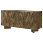 64 Inch Dining Sideboard Server 2 Cabinets Chevron Pattern Mango Brown By Casagear Home BM315249