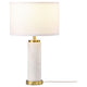 25 Inch Table Lamp White Fabric Drum Shade Modern Gold Metal Round Base By Casagear Home BM315251
