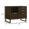 Mars 38 Inch File Cabinet, 2 Drawers, Open Shelves, Dark Brown Wood, Metal By Casagear Home